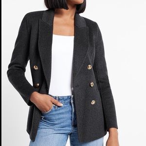 Express wool blend double breasted novelty button blazer jacket